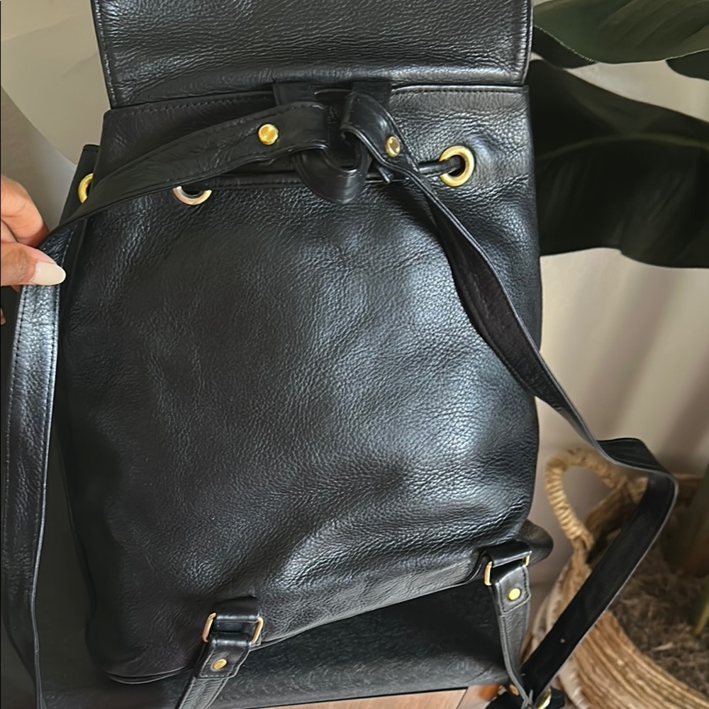 Black Leather Backpack - Picture 10 of 16